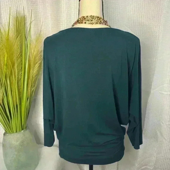 EILEEN FISHER Viscose Drape Neck 3/4 Sleeve Top Christmas Green Size XS - Picture 5 of 9